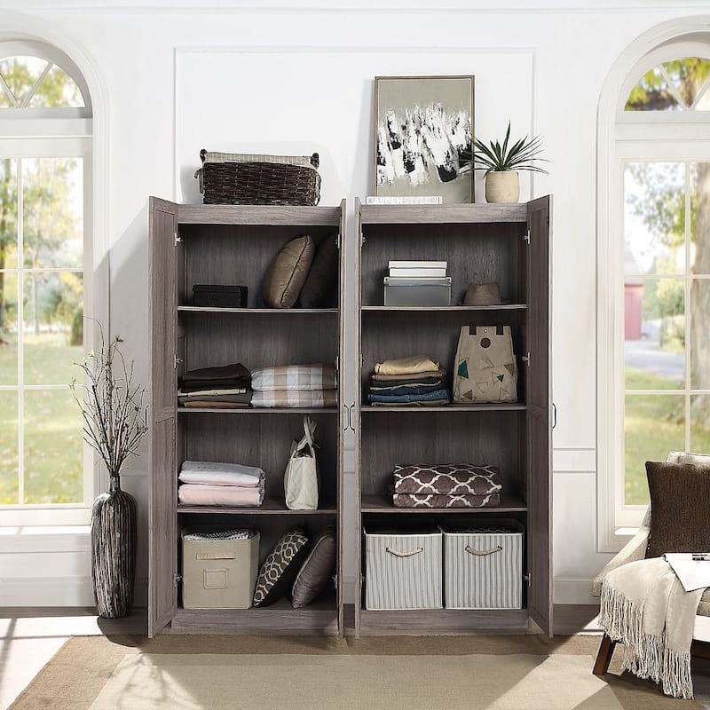 Manhattan Comfort Hopkins Modern Storage Closet 3.0 in Black - Set of 2