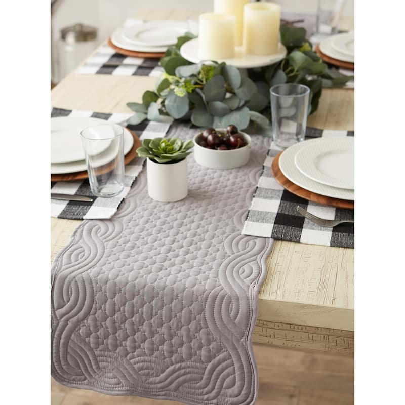 DII French Blue Quilted Farmhouse Table Runner