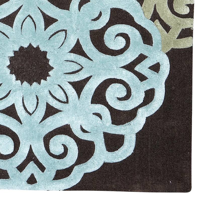 Hand Tufted Trio Medallion Chocolate and Ice Blue Doyle Rug