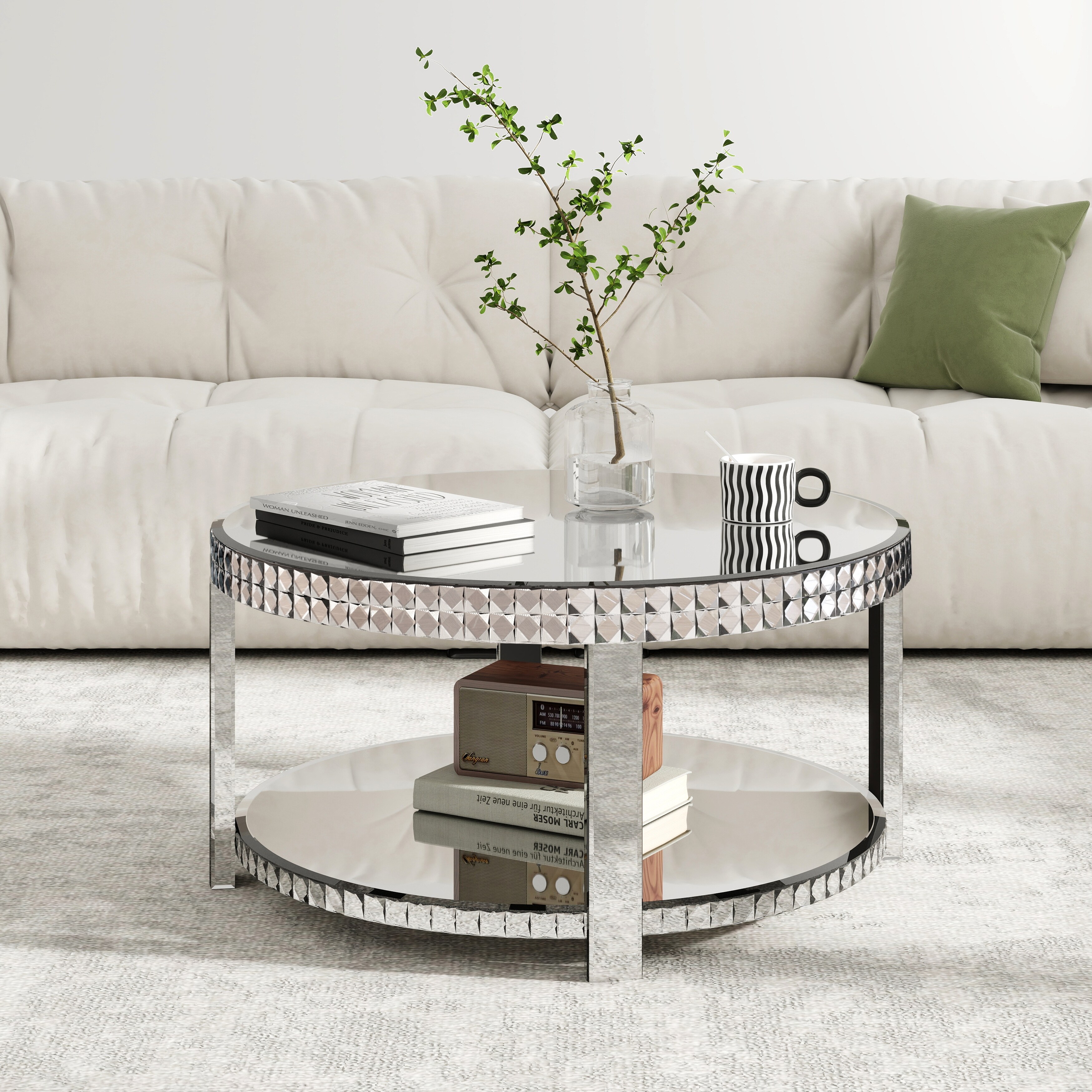 ダイニングテーブル CHRISTIE Coffee Table 105 Round-Glass-Coffee-Table-with-