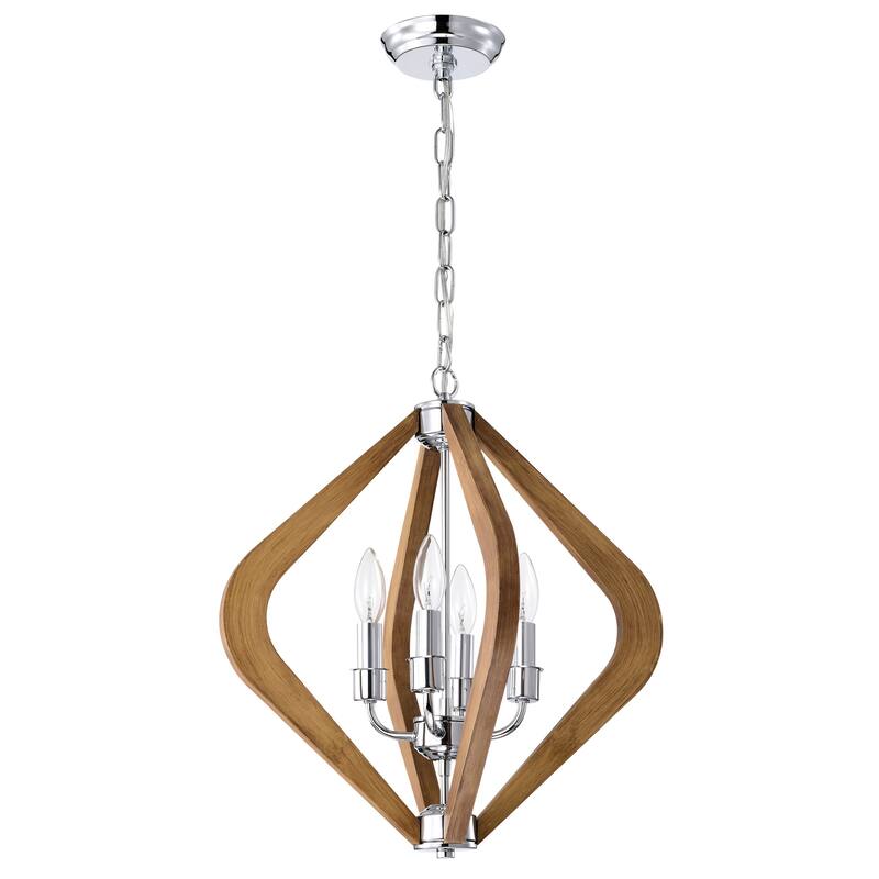 Vissent 18 Inch Candles Pendant Wood Grain Finish with 4-Light