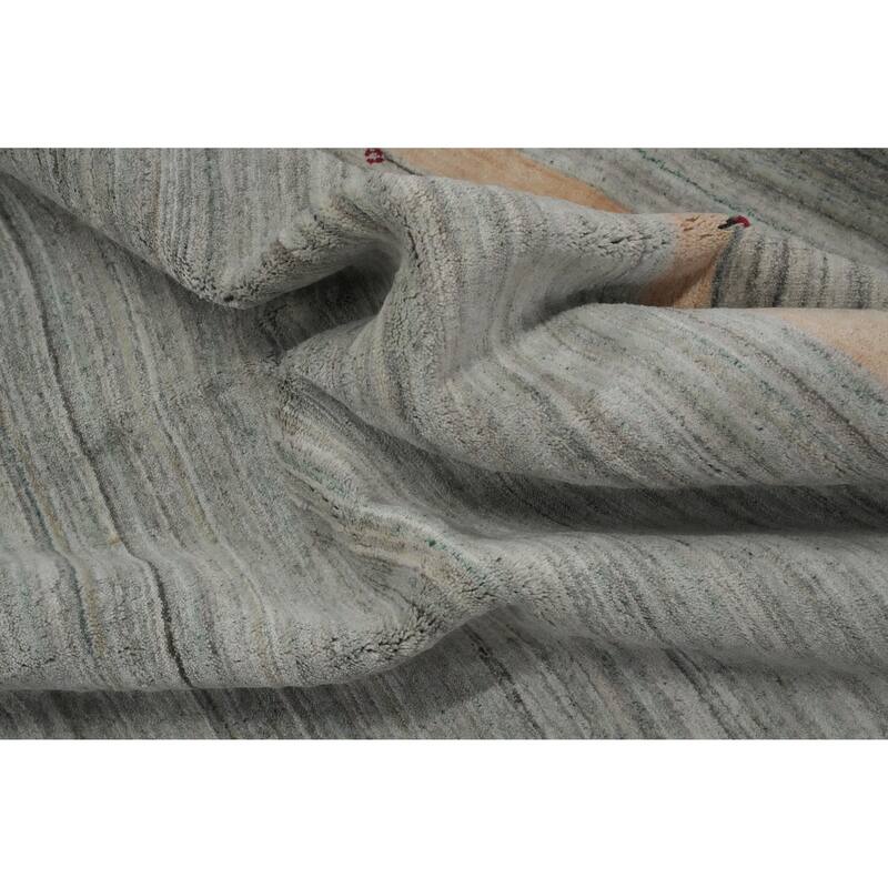 Hand Knotted Oriental 100% Wool Carpet Tribal Animal Pictorial Greys & Charcoal Gabbeh Area Rug - 12' 5'' X 9' 4''