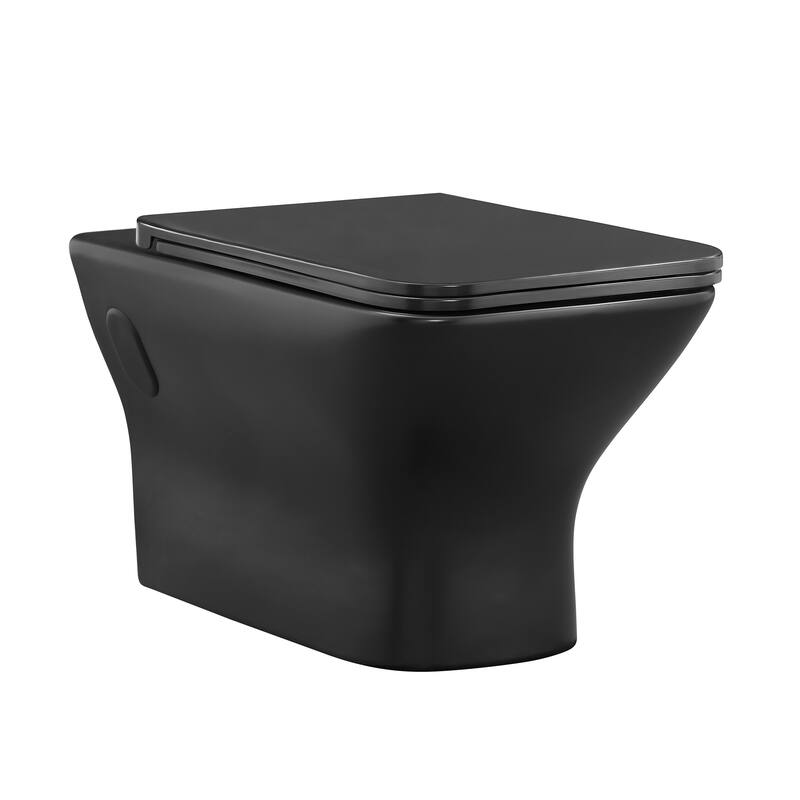 Swiss Madison Bastille Wall-Hung Toilet Bowl Only in Matte Black - 22.5" x 14.0" x 14.0"