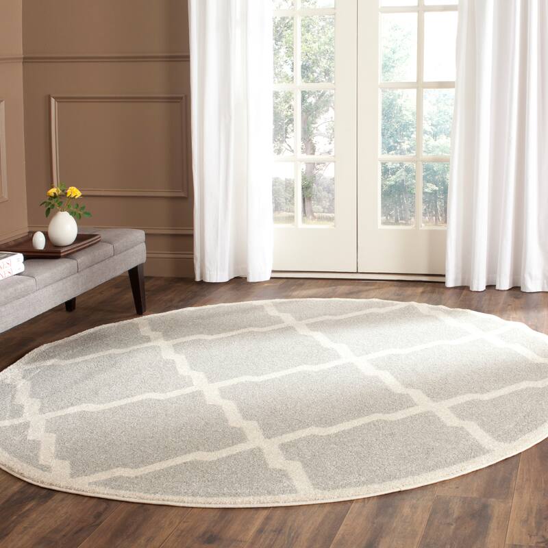 SAFAVIEH Amherst Teresinha Modern Rug - 5' Round - Light Grey/Beige