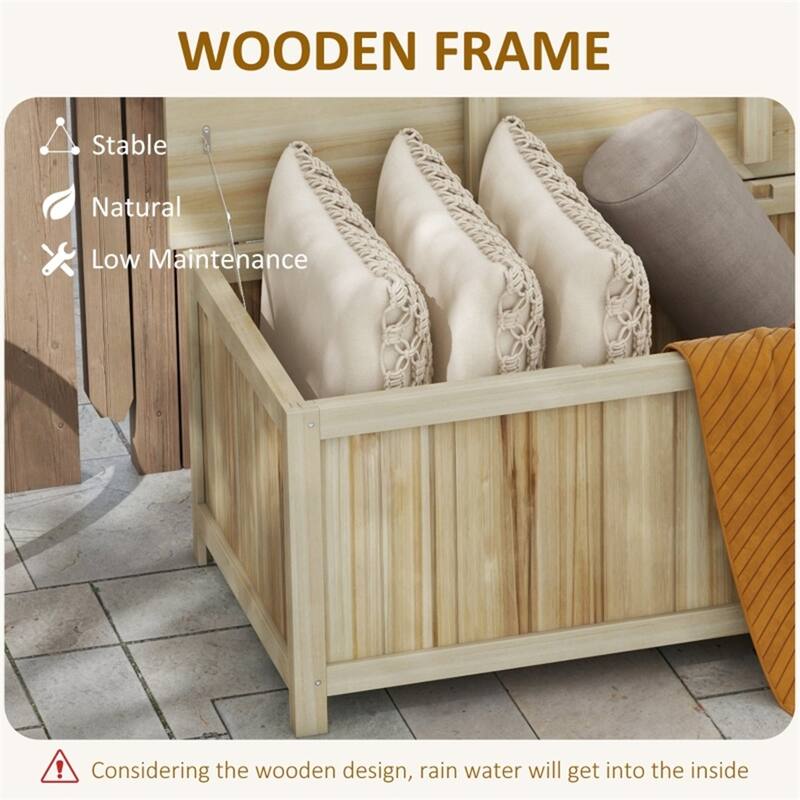 Natural Fir Wood Outdoor Storage Box with 45.5-Gal Capacity - 47.25" L x 21.75" W x 17.75" H