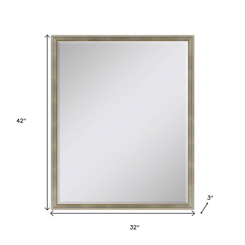 HomeRoots 42" Silver Wood Accent Mirror - 32.00 in. x 42.00 in. x 3.00 in.