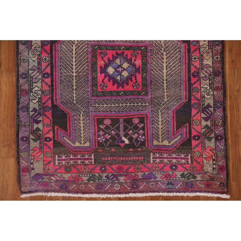 Meshkin Persian Antique Runner Rug Handmade Wool Carpet - 3'7" x 10'6"