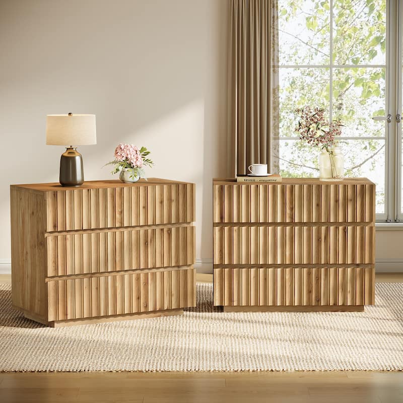 Oversized Solid Wood Nightstand with Drawers, 31.5" Night Stand Side Table Bedside Table End Table for Bedroom, Living Room