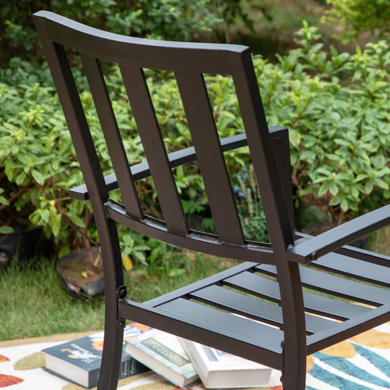 Patio E-coated Weather-resistant Stackable Dining Armchairs (Set of 2)