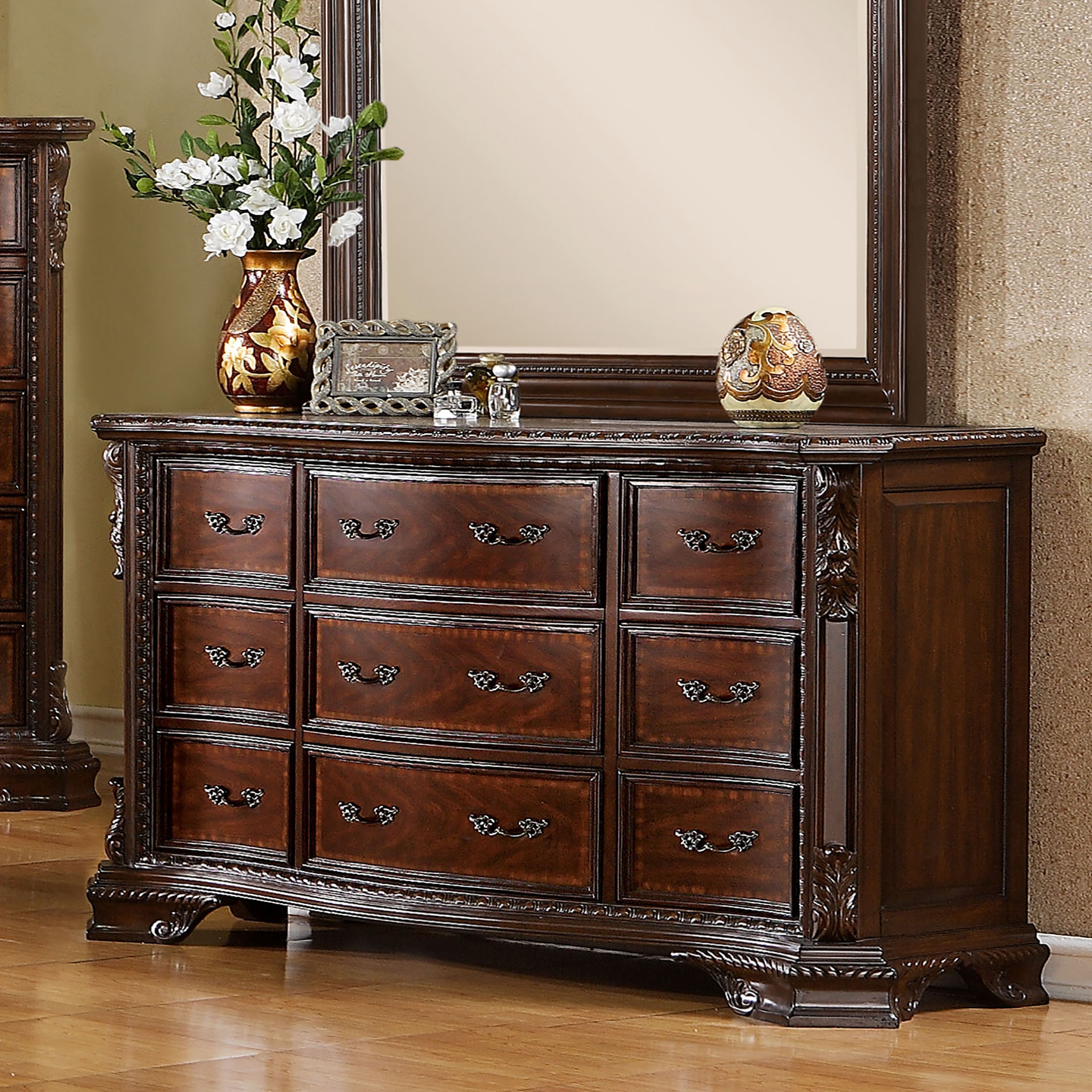 Dark cherry top wood dresser