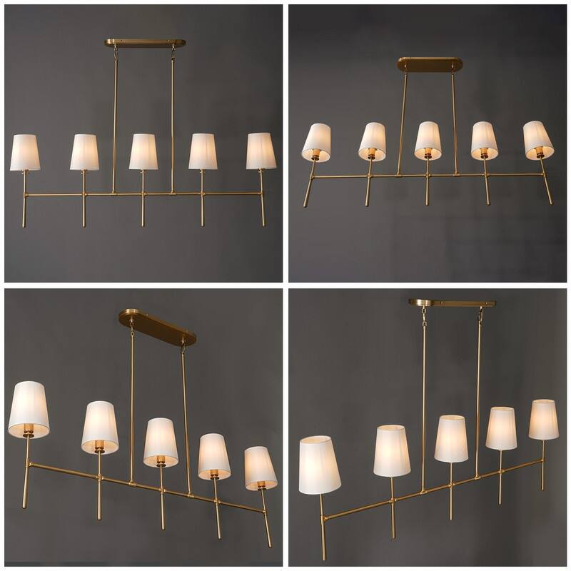 KAYLA 6-Light Chandelier, 42" Wide Modern Dining Room Light Fixture - Gold