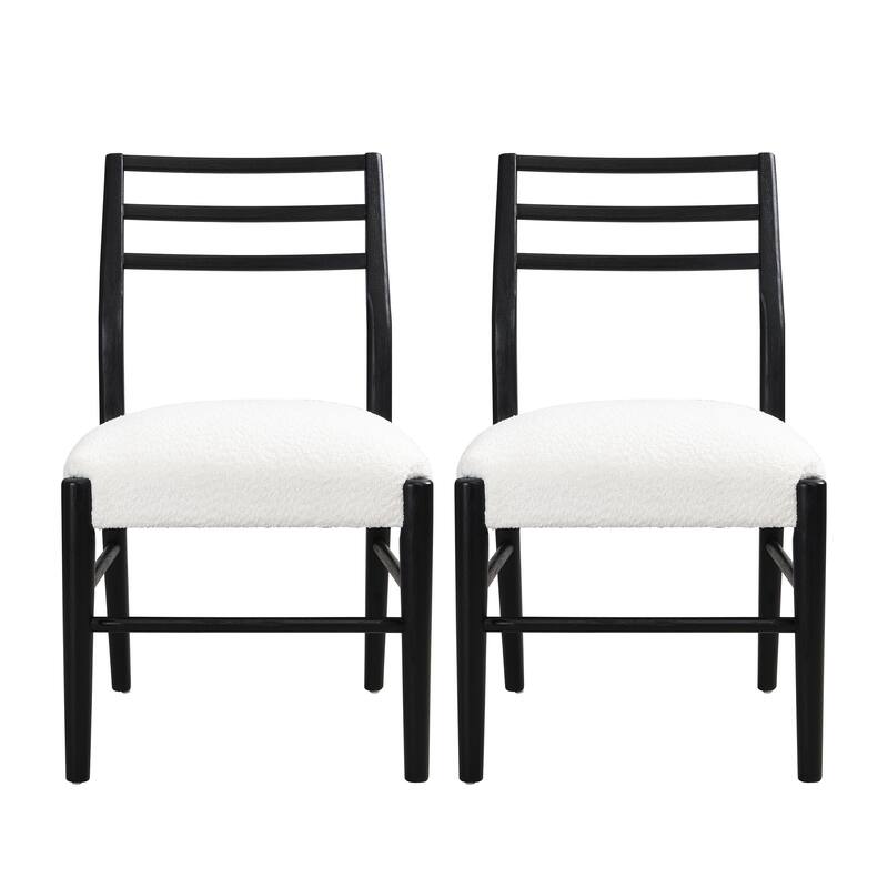 Farmhouse Woodern Frame Upholstered Armless Dining Chair with Lader Back(Set of 2)