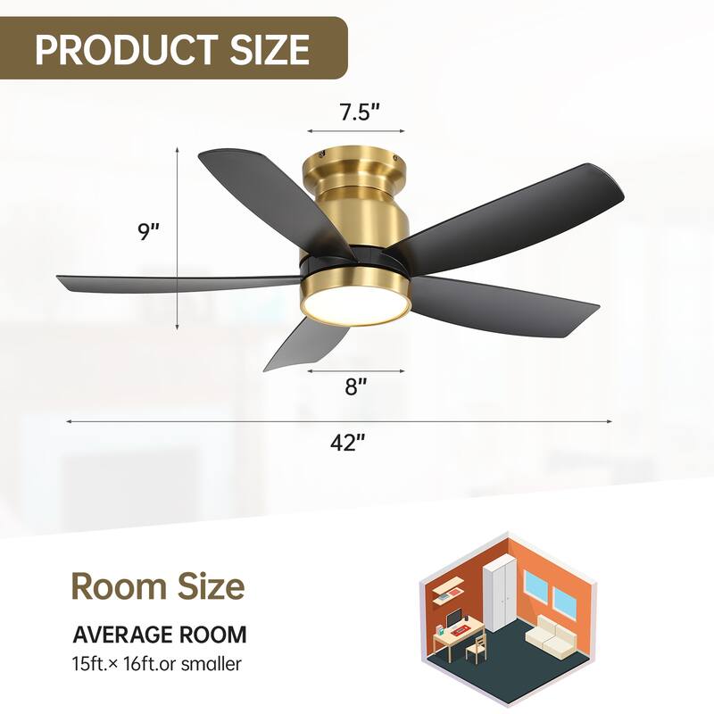 23" 29'' 42'' Flush Mount Ceiling Fan with Light and Remote Control for Small Room,Patio,Kitchen,Bedroom