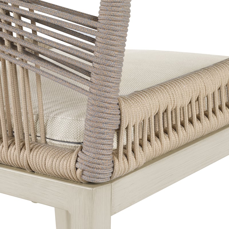 2 Set Modern Aluminum Twill Woven Outdoor Bar Stool Chair Set, Counter Height Stool with Back and Cushion - 40.6"H