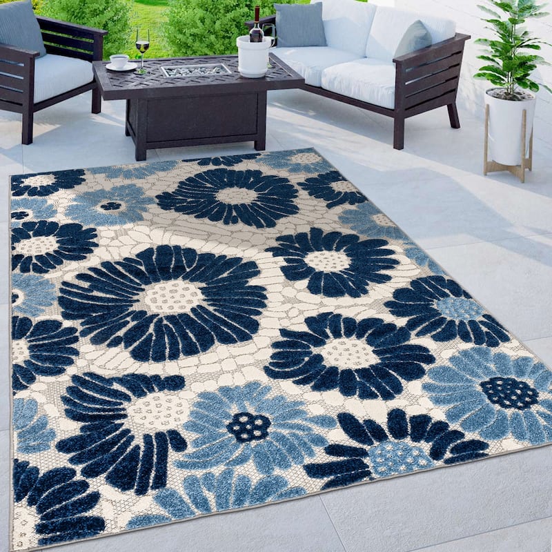 World Rug Gallery Palermo Modern Floral Indoor/Outdoor Area Rug
