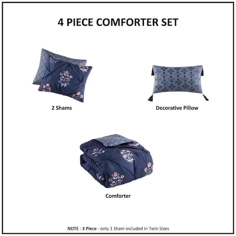 Madison Park Marfa 4 Piece Pintuck Comforter Set with Throw Pillow