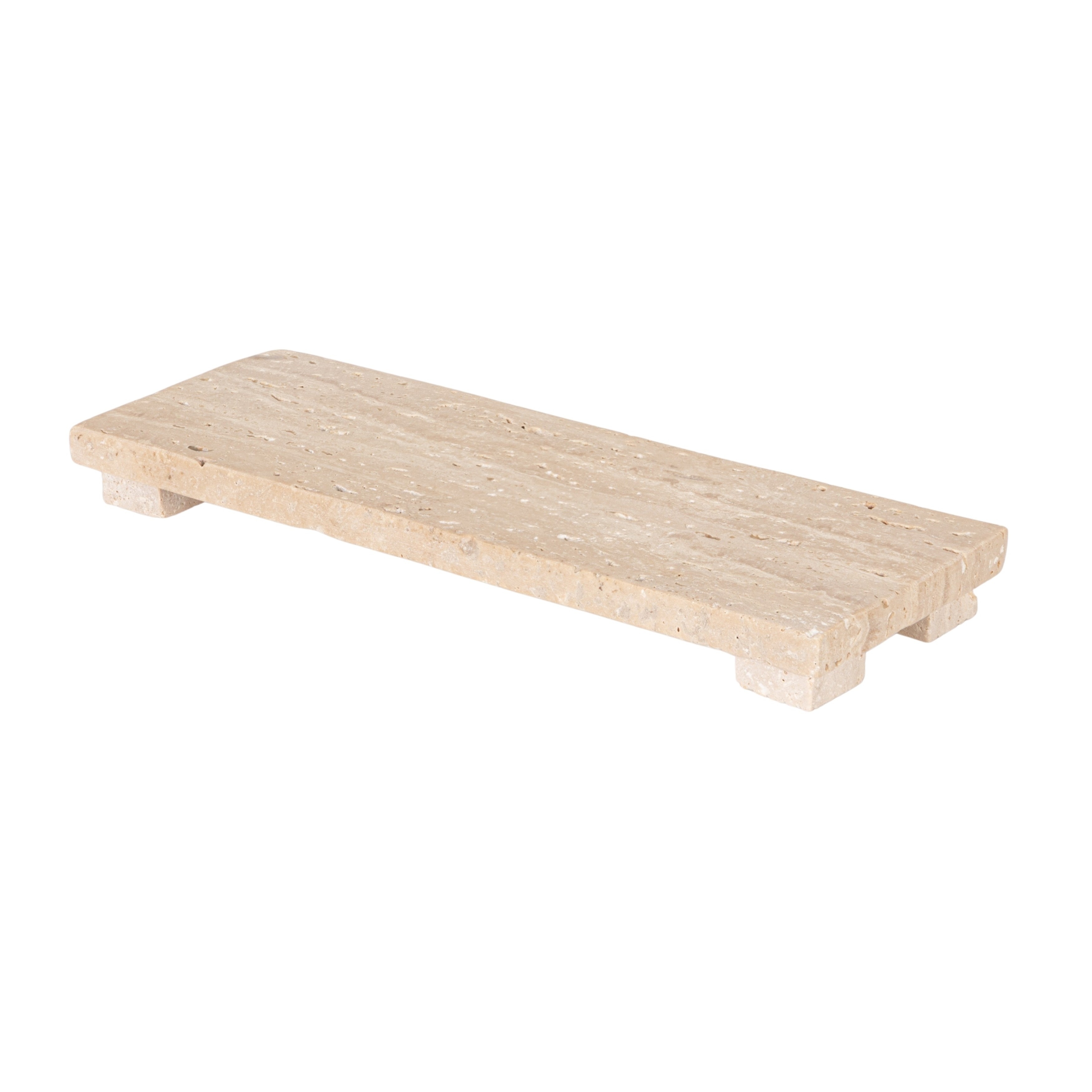 Travertine Footed Charcuterie Board - 12.0"L x 4.0"W x 1.3"H