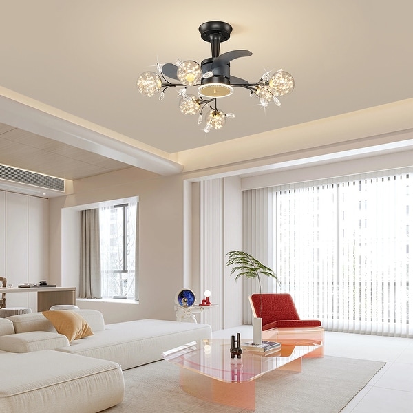 Flush Mount Low Profile Ceiling Fan for Bedroom Modern Fandelier with Clear Glass Lampshade On Sale Bed Bath Beyond 40683040