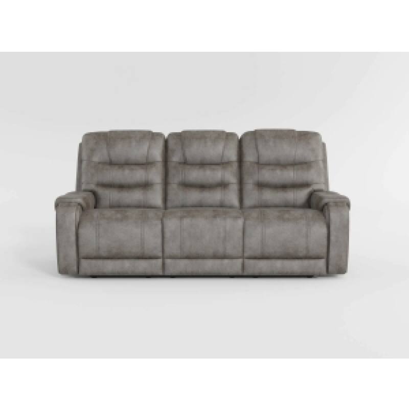 Erron Manual Double Recliner Sofa, Gray Brown Microfiber, 87 Inch
