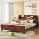 preview thumbnail 35 of 49, Pine Wood Platform Bed with Bookcase Headboard Built-in Motion Sensor Light, Convertible Guardrails, Storage Bed for Kids
