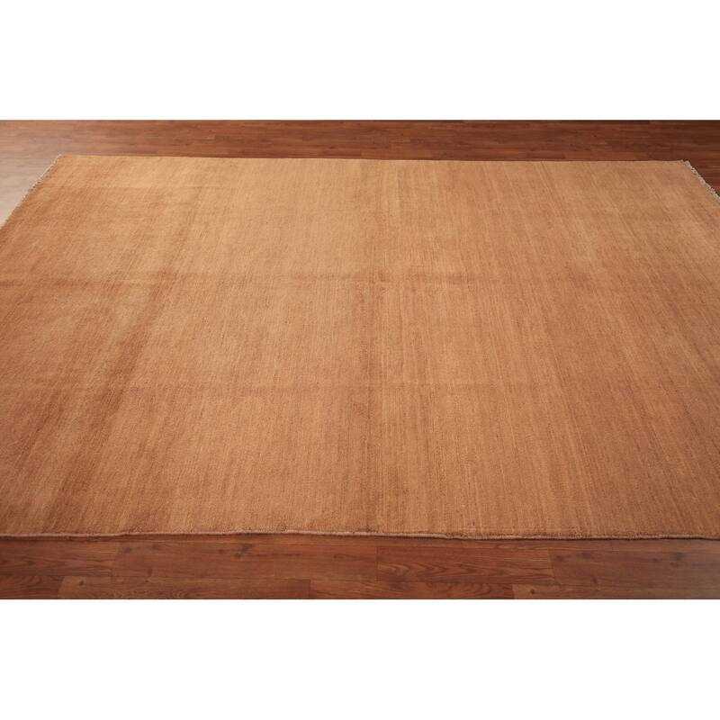 Modern Gabbeh Oriental Area Rug Handmade Solid Wool Carpet - 6'7" x 9'10"