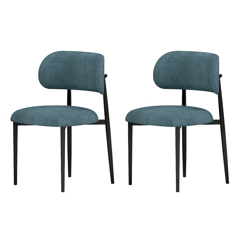 Vibe Upholstered Dining Chair with Black Metal Legs (Set of 2) - Teal Blue