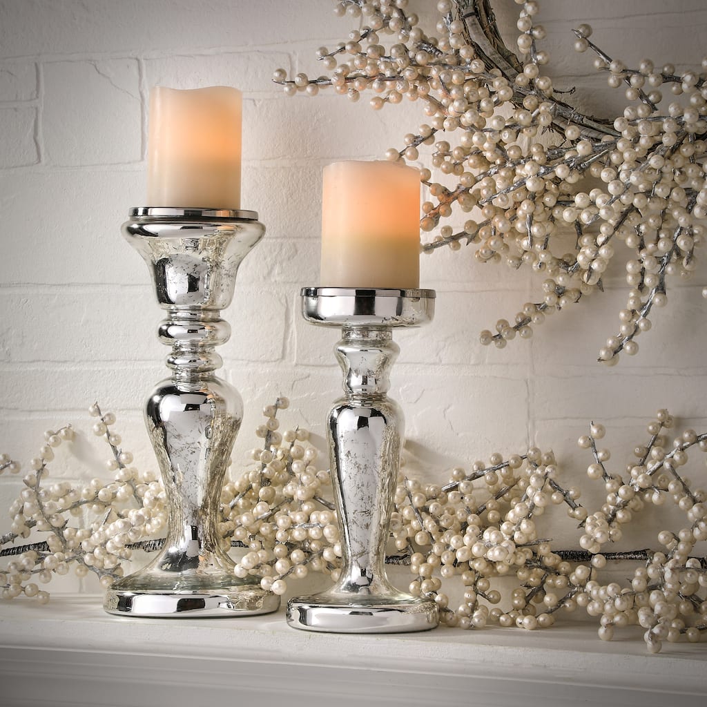 10-13" Mercury Candle Holder Set of 2