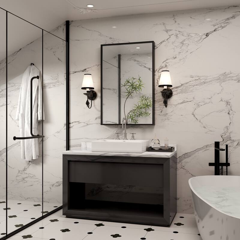 Tempered Glass and Metal Framed French Cleat Mounted Wall Bathroom / Vanity Mirror