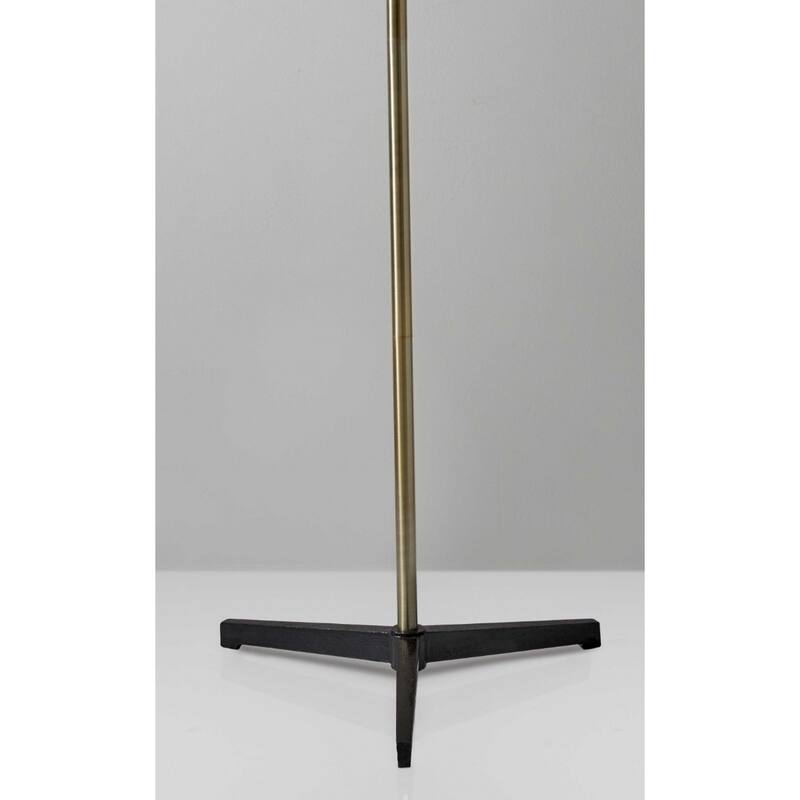Brass Metal Floor Lamp with Black and White Iron Cone Shade Rotary Switch - 33” x 33” x 71” (D x W x H)