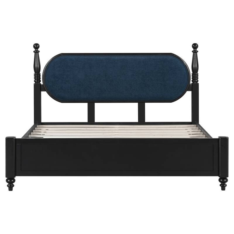 Christopher Knight Home - Alderwick Modern Upholstered Headboard Wood Low-Profile Platform Bed with Slatted Support