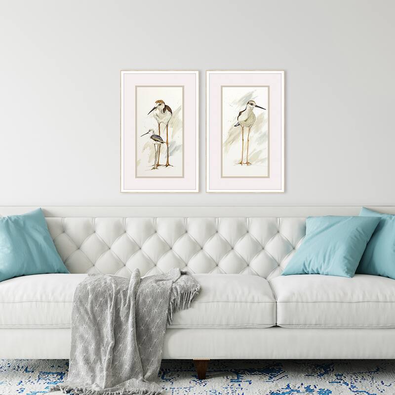 Stilt Birds S/2 Framed Art Under Glass - Brown