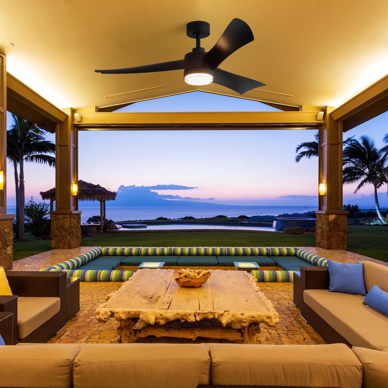 54" ABS 3-Blade LED Ceiling Fan with Light and Remote