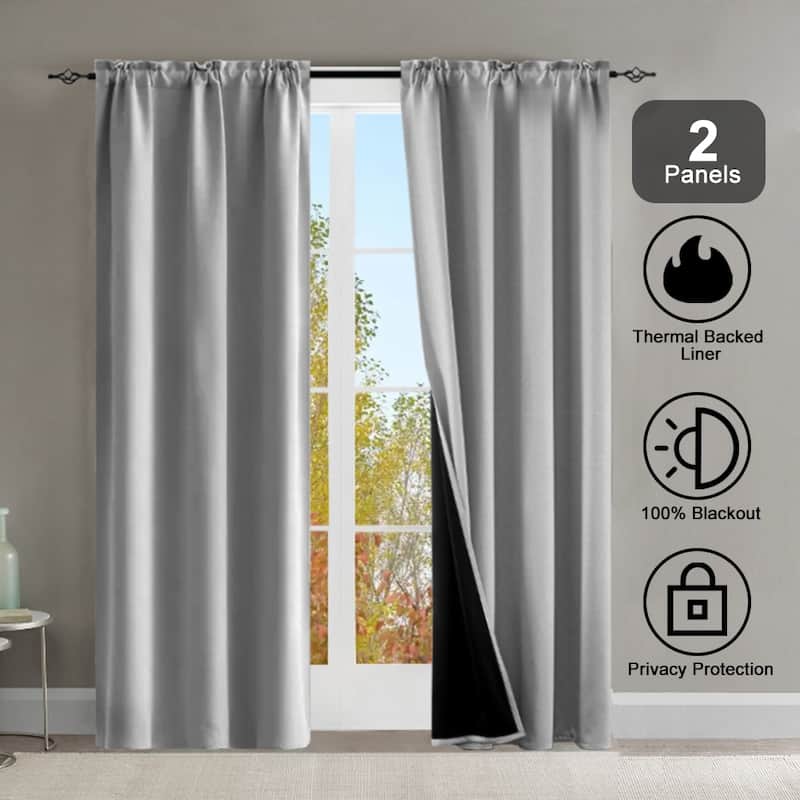 Pro Space 2 Panels Thermal Room Blackout Rod Pocket Curtain