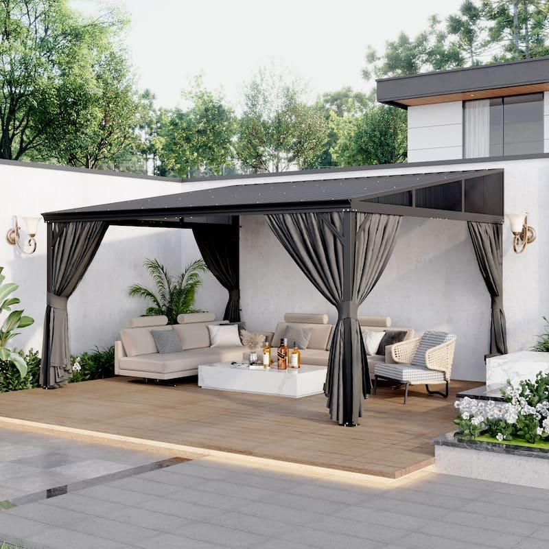 Aluminum Patio Gazebo Curtains Mosquito Netting Outdoor Canopy Backyard Poolside Garage Door