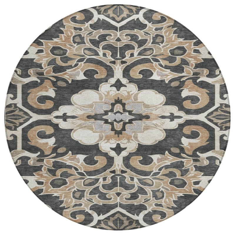 HomeRoots Damask Traditional Rectangle Outdoor Rug
