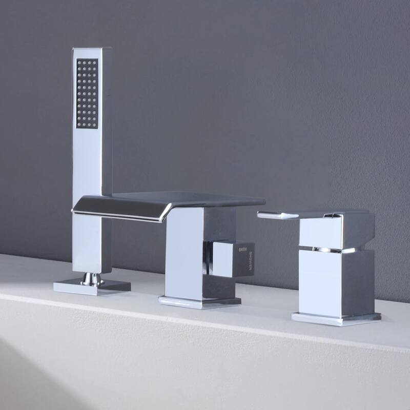 Solid Brass Waterfall Roman Tub Faucet with Hand Shower