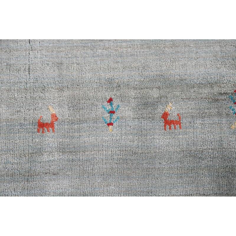 Gabbeh Indian Area Rug Hand-Knotted Beige Wool Carpet - 8'1"x 9'10"