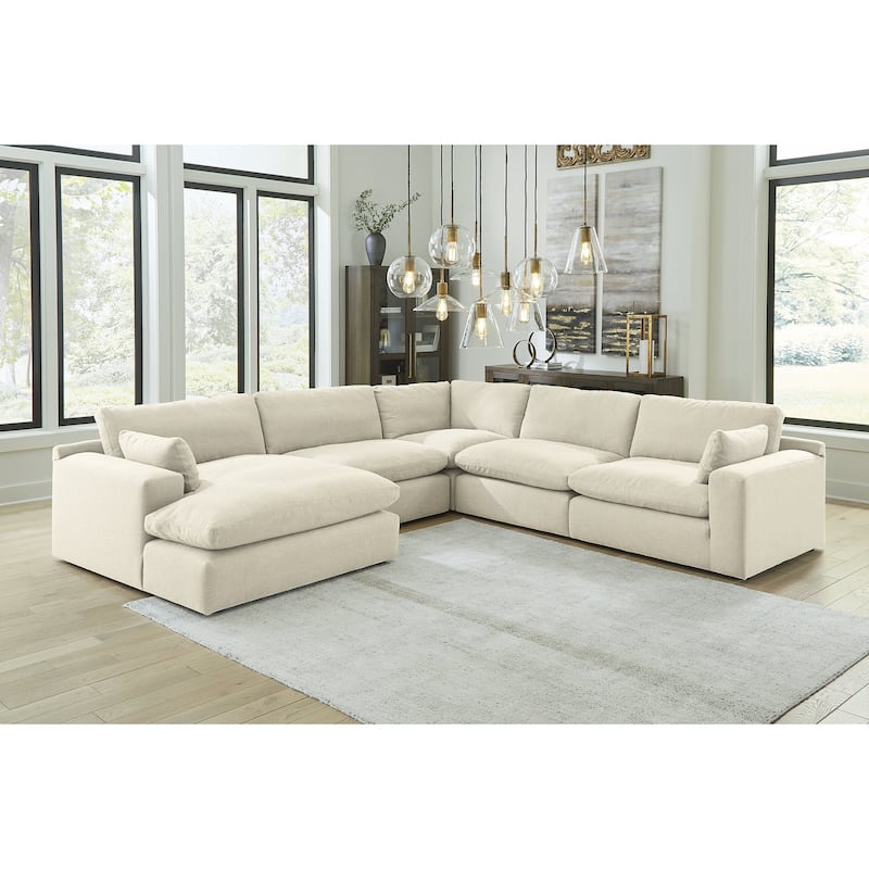 Signature Design by Ashley Elyza Ivory 5-Piece Sectional with Chaise - 135"W x 135"D x 36"H - Right Facing
