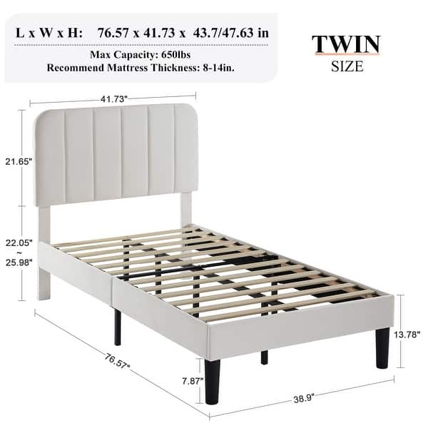 dimension image slide 12 of 22, Javlergo Upholstered Adjustable Headboard Velvet Platform Bed Quiet Heavy-Duty Bed Frame No Box Spring Needed