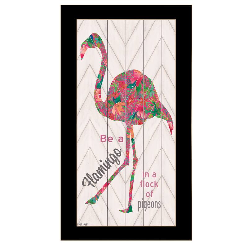 TrendyDecor4U "Be A Flamingo" Framed Print Wall Art - Black