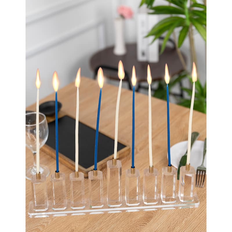 DesignStyles Acrylic Menorah w/ 30mm Candle Holders - 14.5