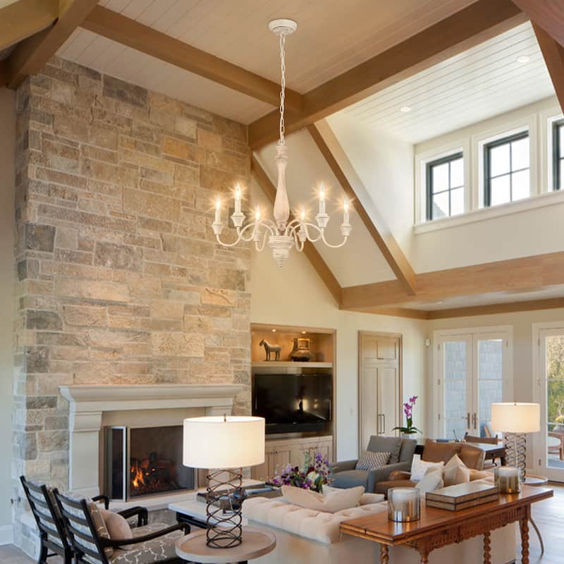 6-Light Farmhouse Branches Chandelier for Bedroom Study Dining Room