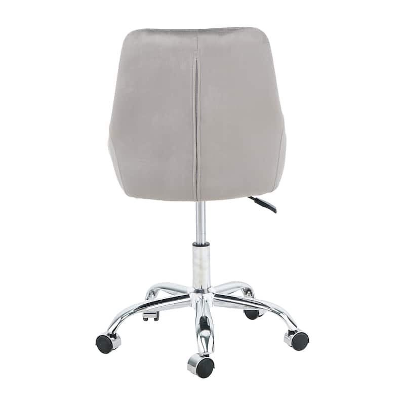 Grey Velvet Modern 22.3" Upholstered Buttons Tufted Accent Chair with Chrome Legs for Living Room