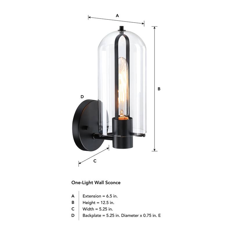 Skylar 5.25 in. 1-Light Matte Black Wall Sconce Light with Clear Glass Shade for Bathrooms