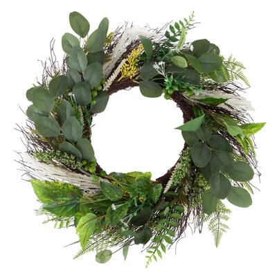 Sweet Anne Eucalyptus Wreath - 22-Inch Artificial Spring, Summer, or Fall Wreath for Home Décor by Pure Garden