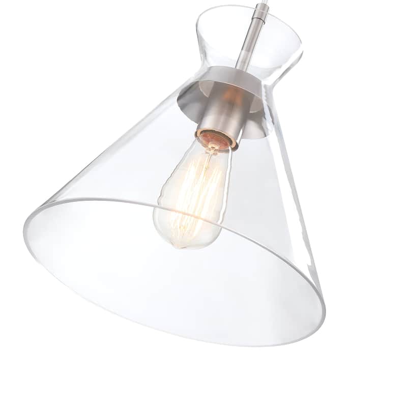 1-Light 73-in Brushed Nickel Mini Pendant Light With Clear Glass Shade