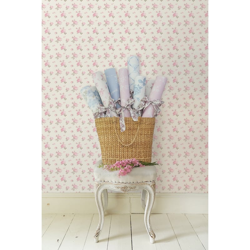 LoveShackFancy Ikat Rose Tinted Petals Small Print Wallpaper