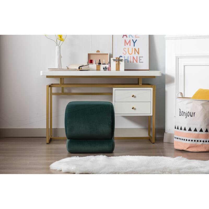 S-shape Velvet Fabric Ottoman Makeup Stool