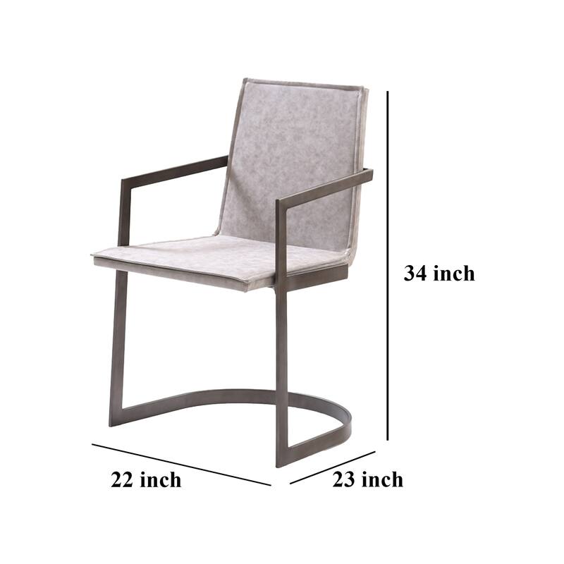 Gray/Gray Faux Leather Upholstered Metal Frame Dining Chair, Sturdy Dining Chair for Dining Rooms - 21.75