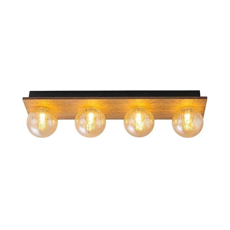 Italy Vintage Wood Glass Globe Linear Wall Ceiling Light